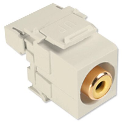 Leviton QuickPort RCA to 110 Snap-In Connector, Yellow Insert, Light Almond